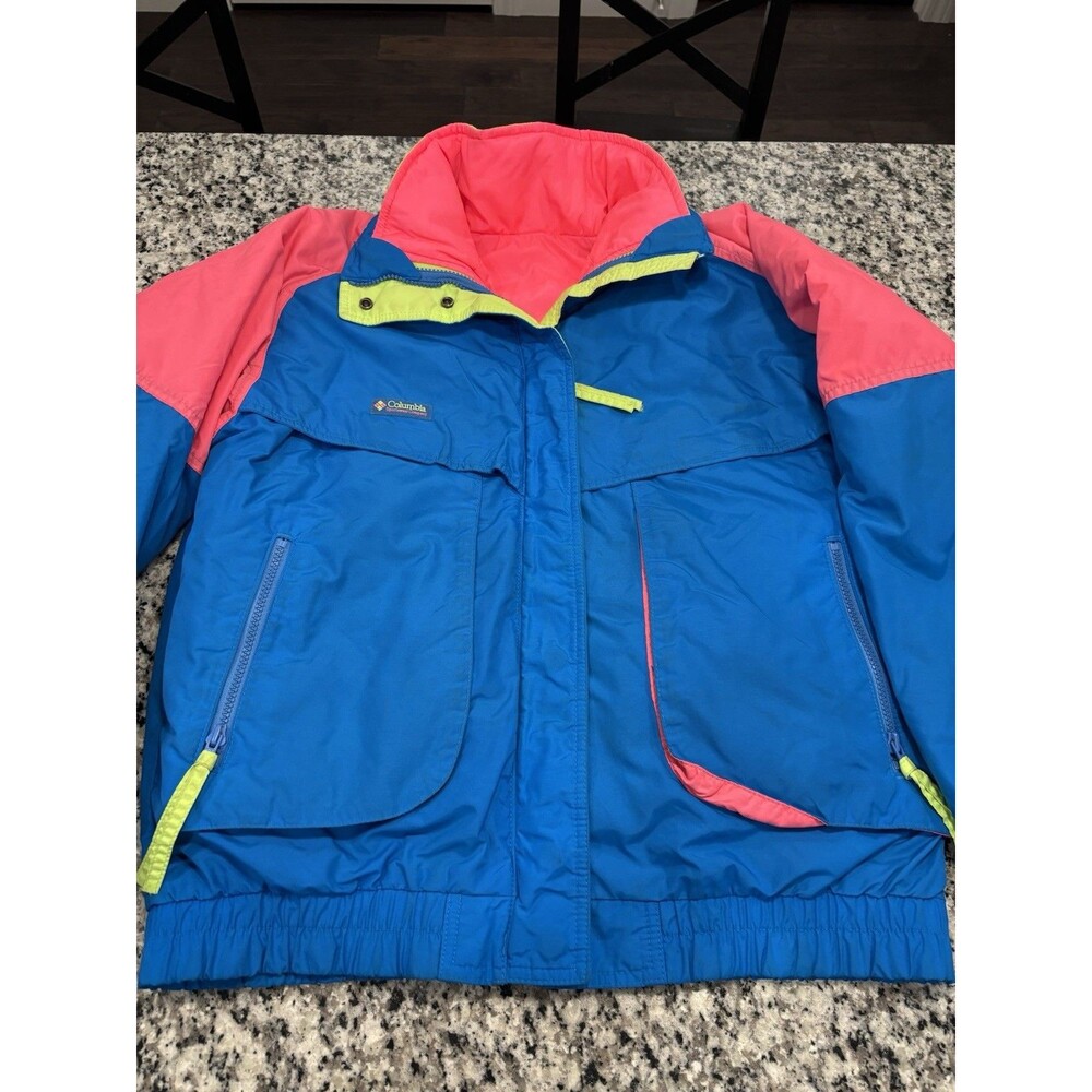 Vintage 90s Columbia Powder Keg Ski Jacket 3 in 1 Neon Pink Women’s Large